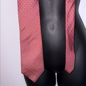 Christian Dior Silk Red Pink Geometric Design Necktie Tie